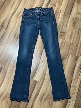 Y2K American Eagle Low Rise Skinny Kick  Jeans- sequin back pockets- Size 6